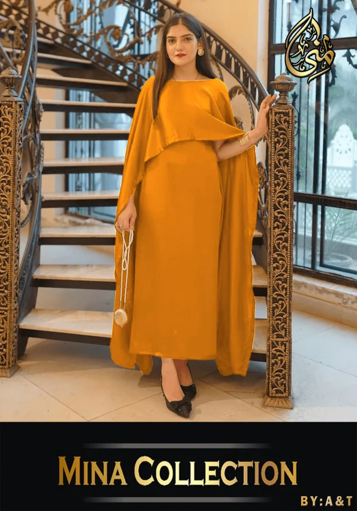 Two Tone Cape Shawl with Long Fitting Body Maxi and Dori 2pcs