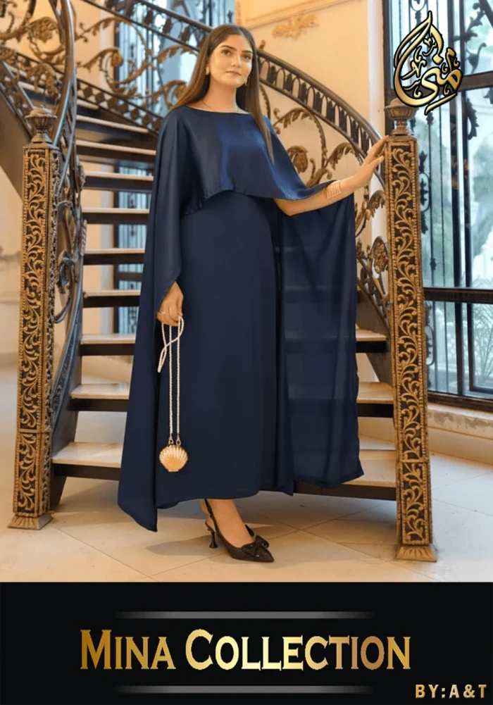 Two Tone Cape Shawl with Long Fitting Body Maxi and Dori 2pcs