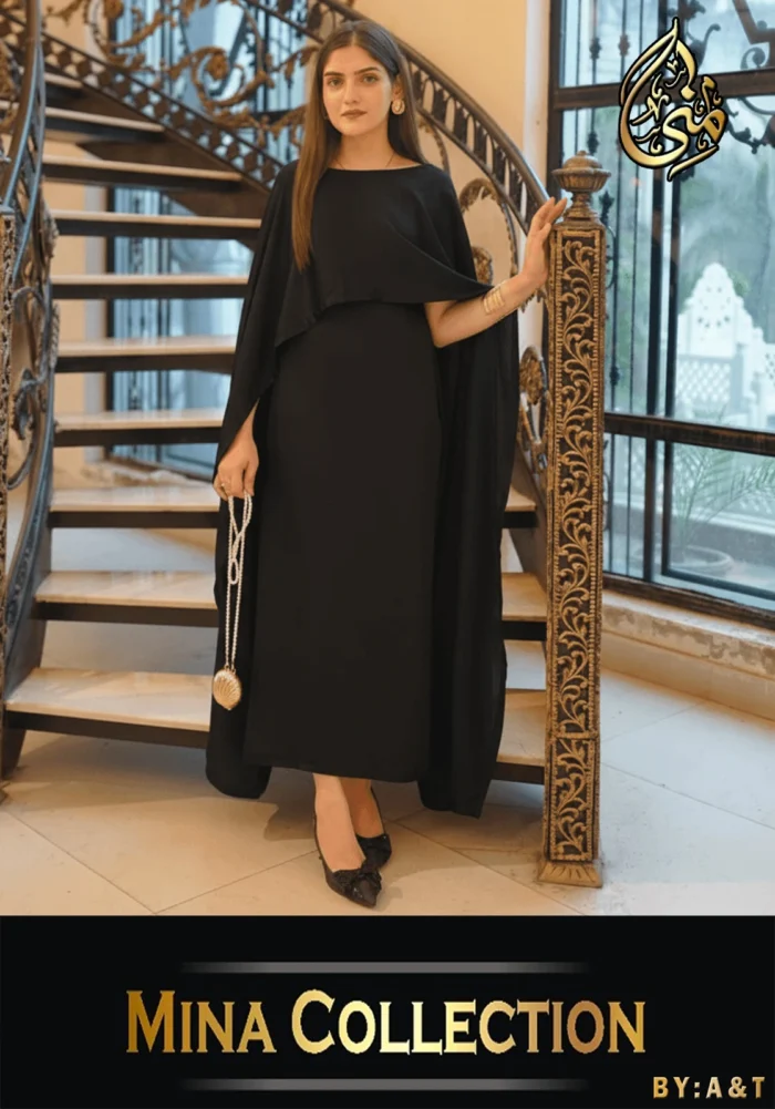 Two Tone Cape Shawl with Long Fitting Body Maxi and Dori 2pcs