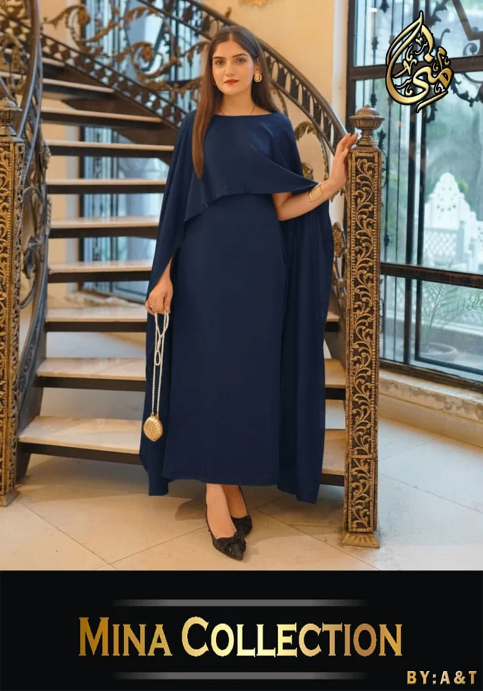 Two Tone Cape Shawl with Long Fitting Body Maxi and Dori 2pcs