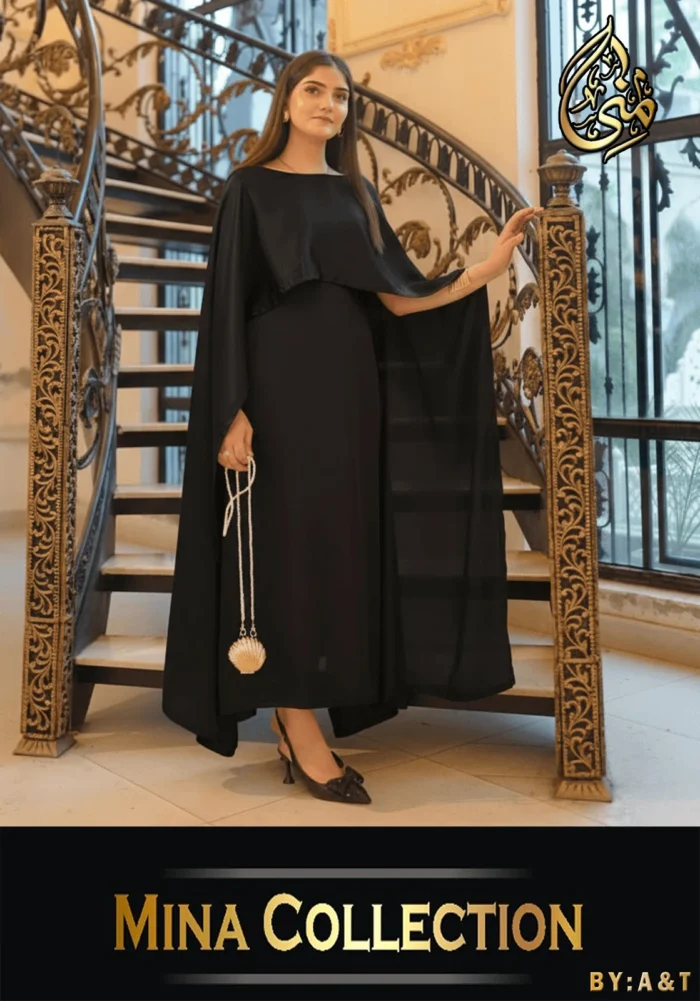 Two Tone Cape Shawl with Long Fitting Body Maxi and Dori 2pcs