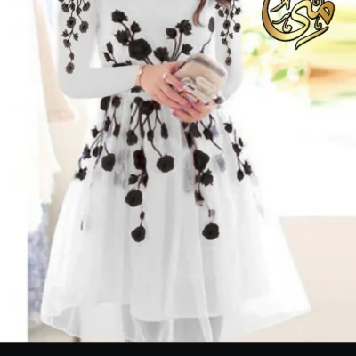 Flower Embroidered Frock with Trouser 2pcs