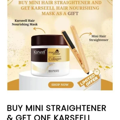 Mini Hair Straightener with Karseell Collagen Hair Mask