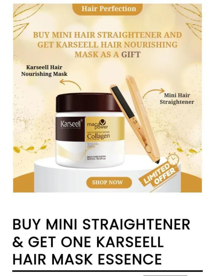 Mini Hair Straightener with Karseell Collagen Hair Mask