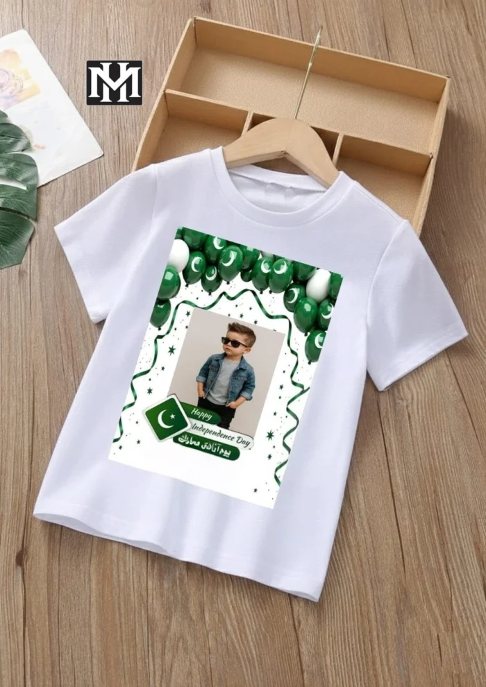 Customized 14 August Kids T-Shirt with Photo Print