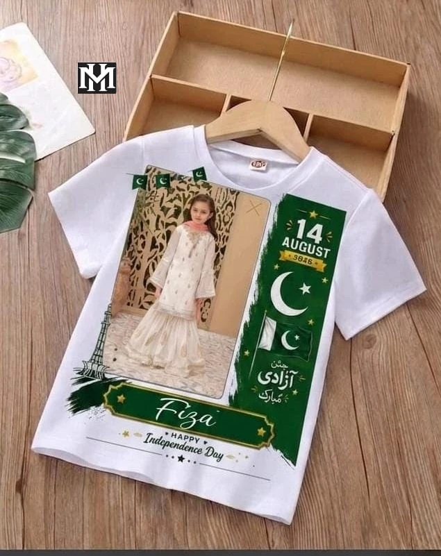 Customized 14 August Kids T-Shirt with Photo Print