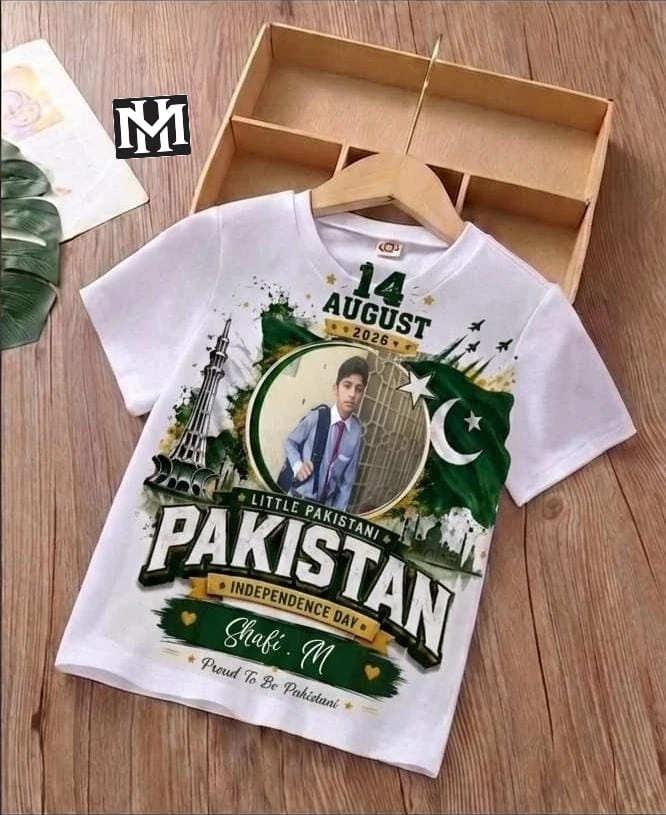 Customized 14 August Kids T-Shirt with Photo Print